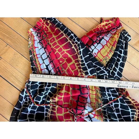 Muse BOSTON PROPER Size 6? Snakeskin Animal Print PADDED BRA Maxi Dress Red $169 - Picture 8 of 12